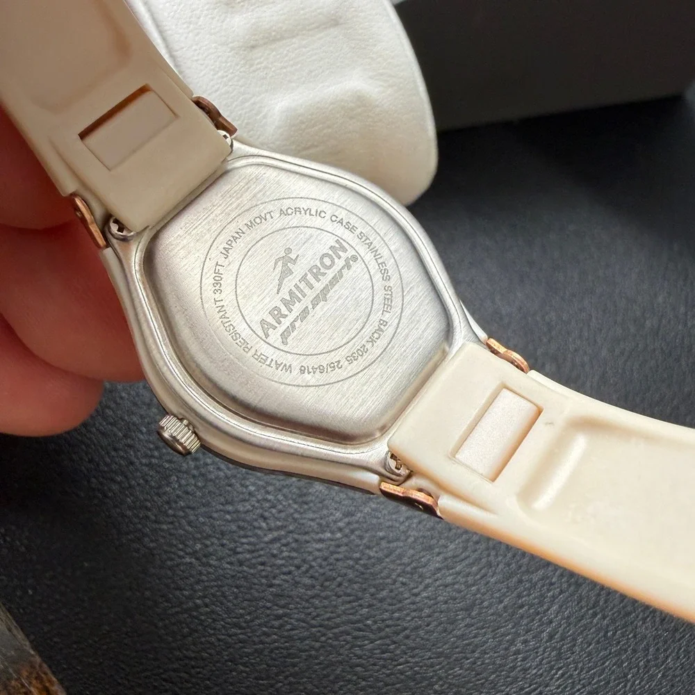 MSRP‎ $40 Armitron 25/6418 Women's Rose Gold Resin Strap Watch NEEDS BATT